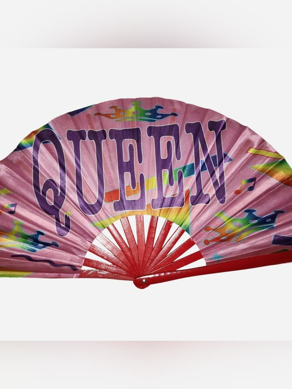 3 Extra Large Wooden/Fabric Pride & "Queen" Fans